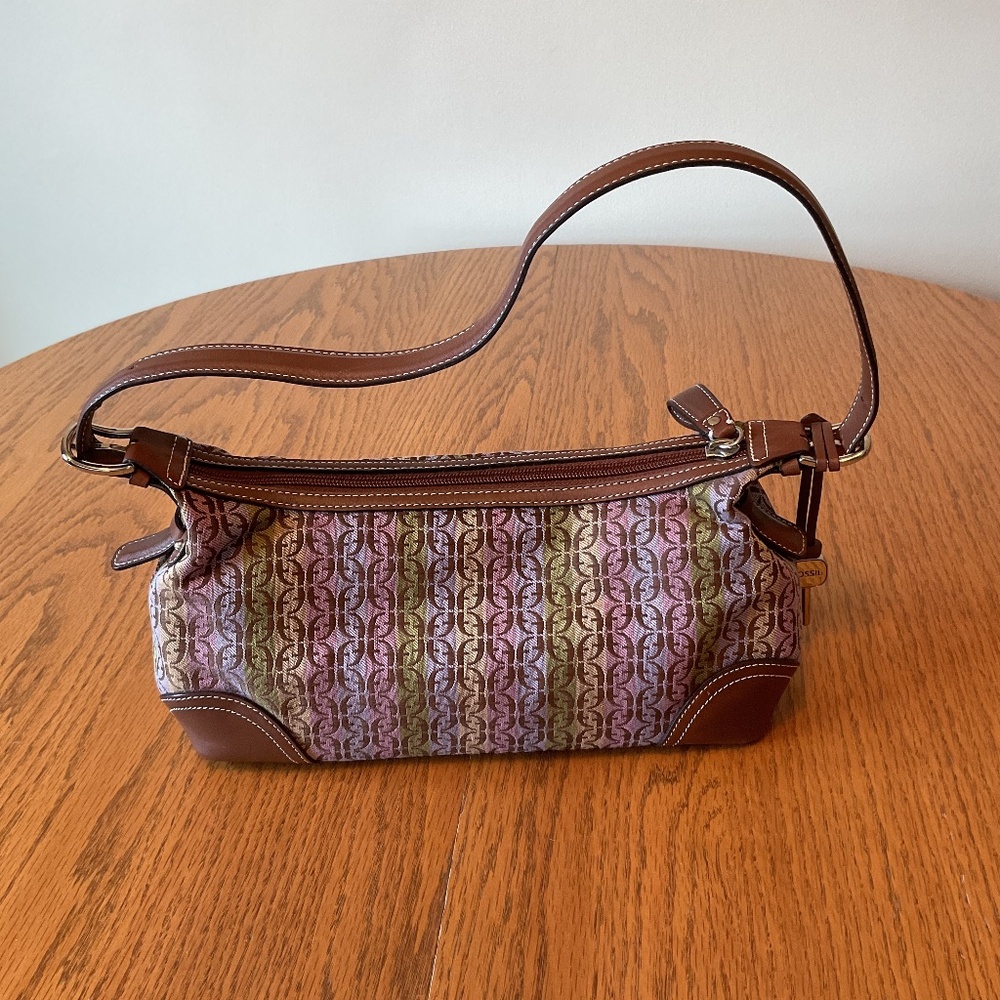 Fossil Multi-Colored Purse with Brown Leather Trim